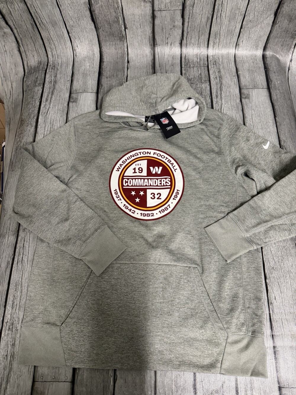 NWT Men’s Nike Washington Commanders Logo Crest Hoodie XXL 2XL Grey
